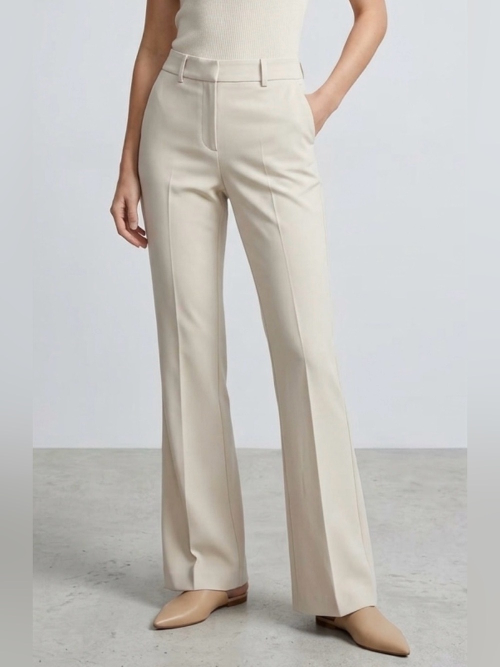 Express Women's Light Beige Boot Cut Dress Pants